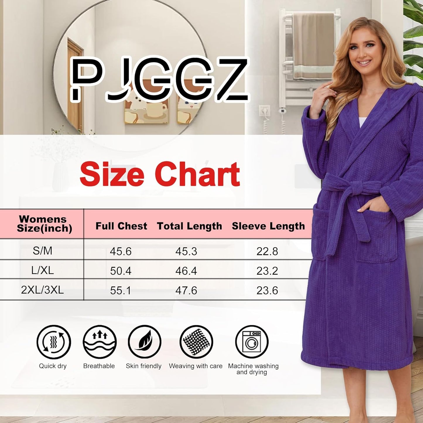 Hooded Bathrobes for Women, Soft Long Towel Robes for Women - Quick Dry yet Warm
