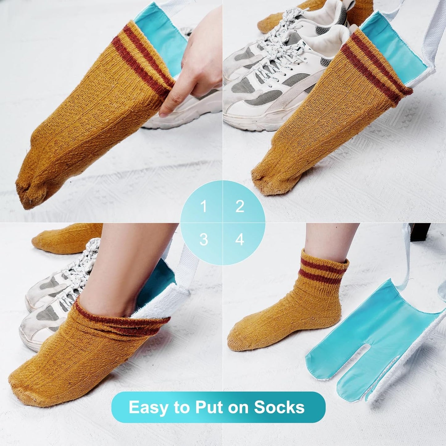 Sock Aid, Sock Helpers to Put on Your Socks for Seniors, Disabled, Pregnancy, Assist Device for Elderly, Tool Aide Puller Easy on and Off with No Bending(Blue)