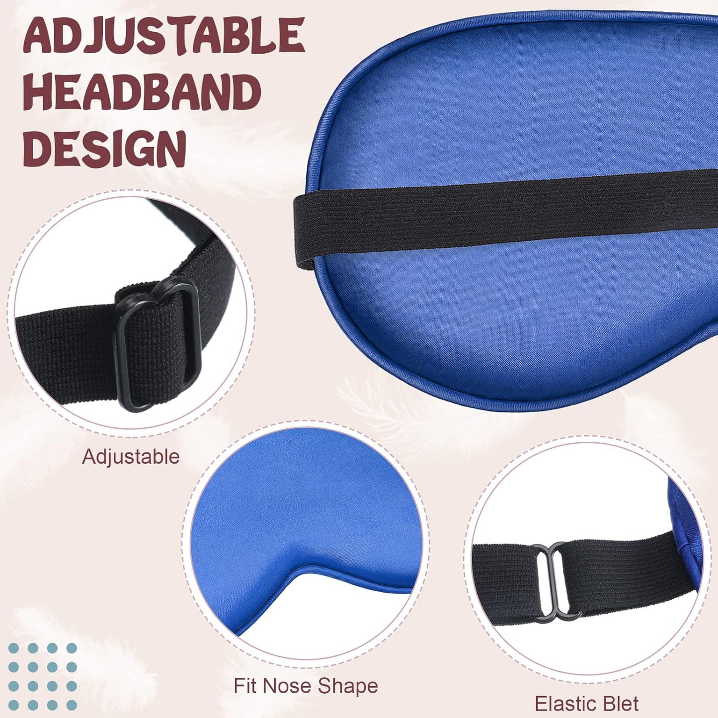 BBTO 4 Pcs Silk Sleep Eye Masks Smooth Soft Satin Eye Covers with Adjustable Strap Blindfold for Sleeping Blocking Out Lights Travel Relaxation (Royal Blue, Dark Green, Navy Blue, Black)