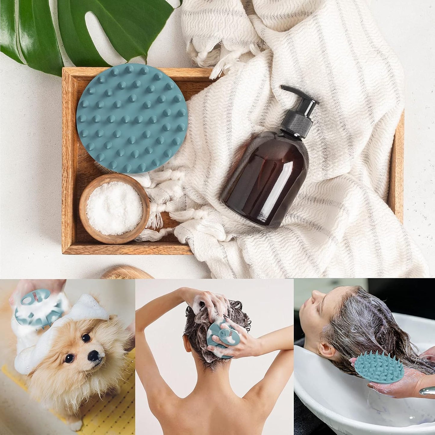 INNERNEED Scalp Massager Shampoo Brush, Wet & Dry Manual Scalp Care Head Scrubber Hair Washing, Soft Silicone Bristles, for Hair Growth, Dandruff Removal (Pack of 4)