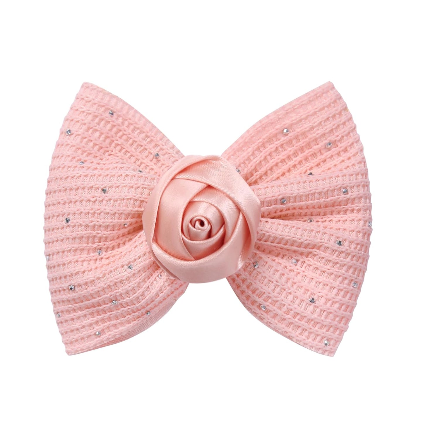Elegant Hair Bow Set Sweet Styles with Crystal and Pearl Accents Fashion Hair Clips for Girls (Pink/Champagne/Orange)