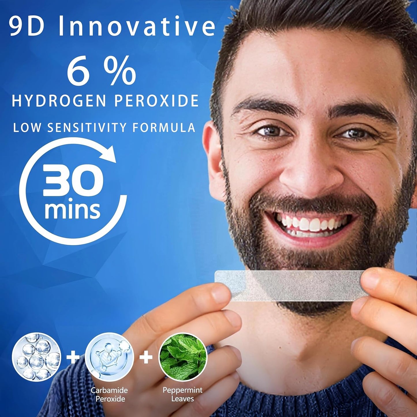 9D Sensitive Teeth Whitening Strips- Professional Enamel-Safe Formula, Fast Stain Removal for Coffee Drinkers & Smokers, Sensitivity-Free Whitening Kit-42Pairs (84Strips)