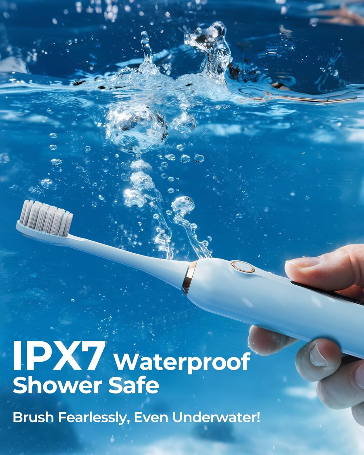 Blue Electric Toothbrushes, with 8 Brush Heads, 1 Travel Toothbrush Case, for Adults and Kid Electric Toothbrush, Long 180-Day Battery Life, 6 Modes, IPX7 Waterproof, Smart 2-Minute Timer.