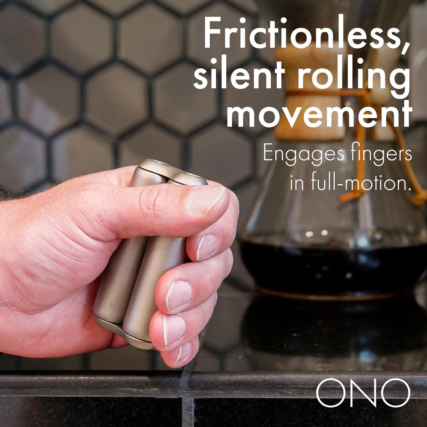 ONO Roller - Handheld Fidget Toy for Adults | Help Relieve Stress, Anxiety, Tension | Promotes Focus, Clarity | Compact, Portable Design | Titanium Junior
