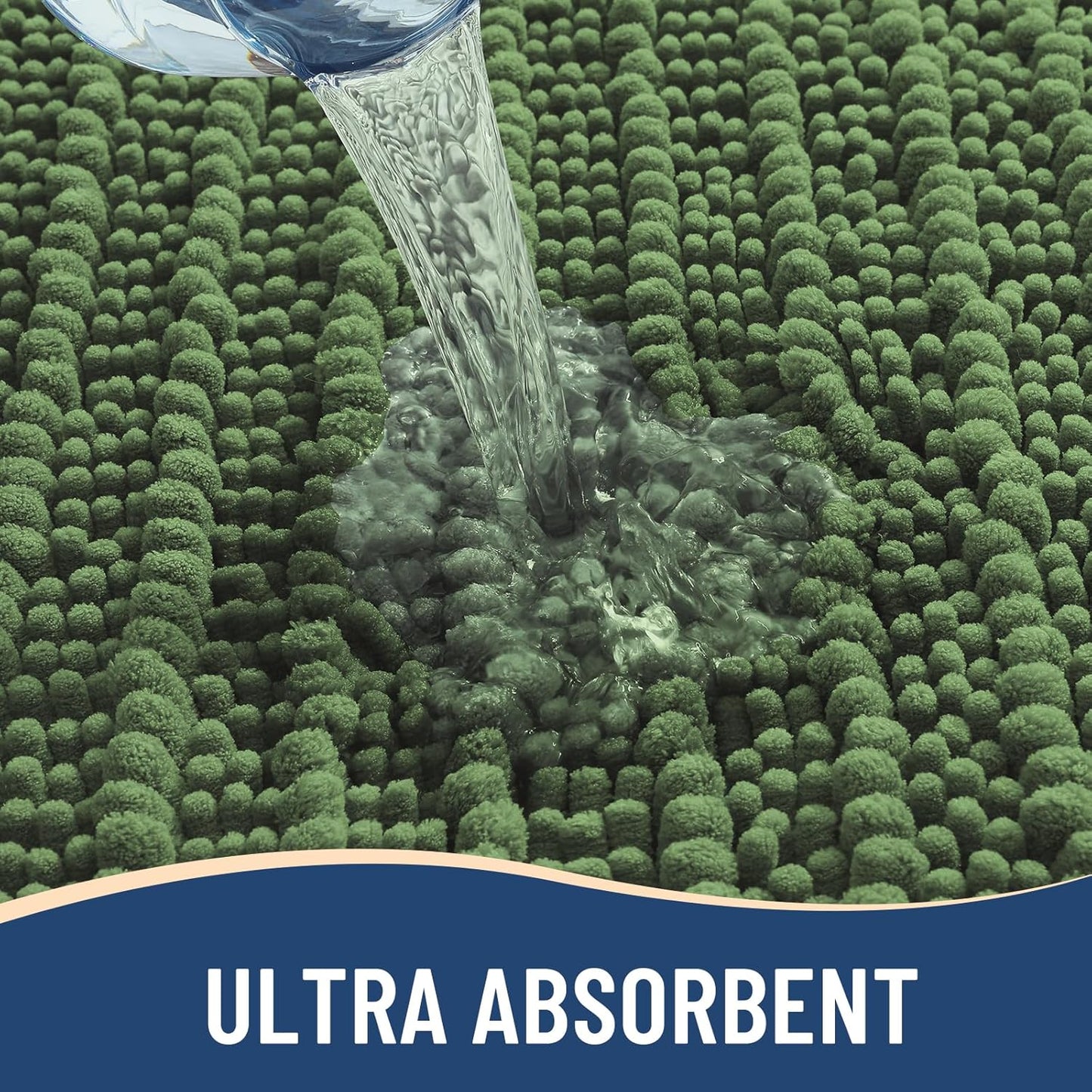 Arotive Luxury Chenille Bathroom Rug Mat, Extra Soft Thick Absorbent Shaggy Bath Rugs, Non-Slip Machine Wash Dry, Plush Bath Mats for Bathroom, Shower and Tub, 36x24, Olive Green