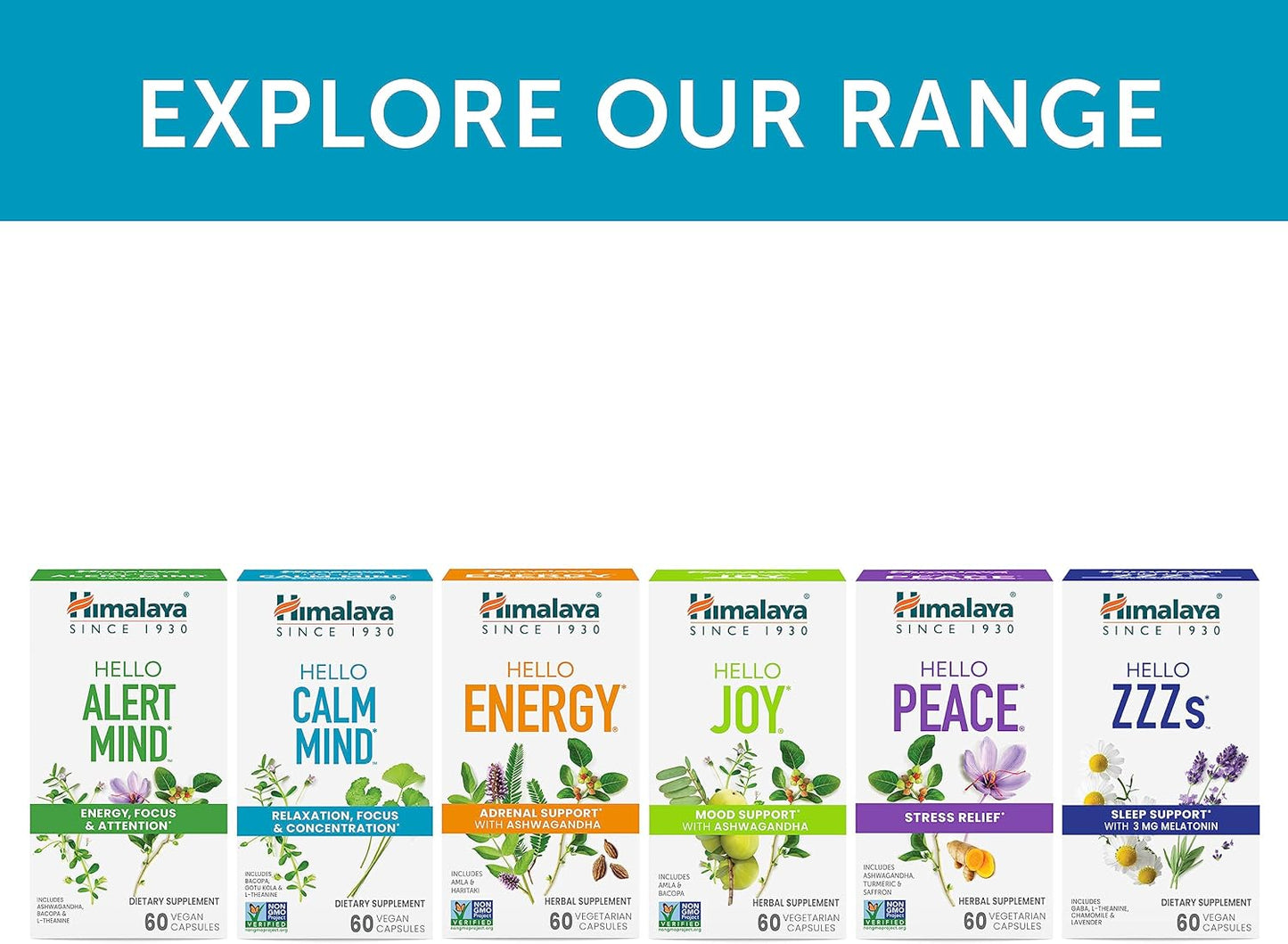 Himalaya Hello Calm Mind Herbal Supplement, with Bacopa, L-Theanine, Gotu Kola, Supports Concentration & Focus, Cognitive Function, Clear Thinking, Relaxation, Vegan, Gluten Free, 60 Capsules