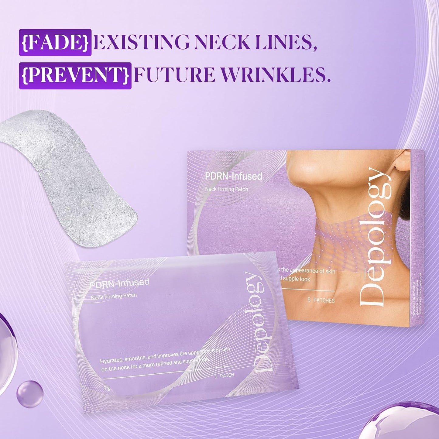 depology Tightening and Lifting Neck Wrinkle Patches with Cream, PDRN Deep Collagen Neck Mask, Firming Patch with PDRN、Collagen and Niacinamide Cream