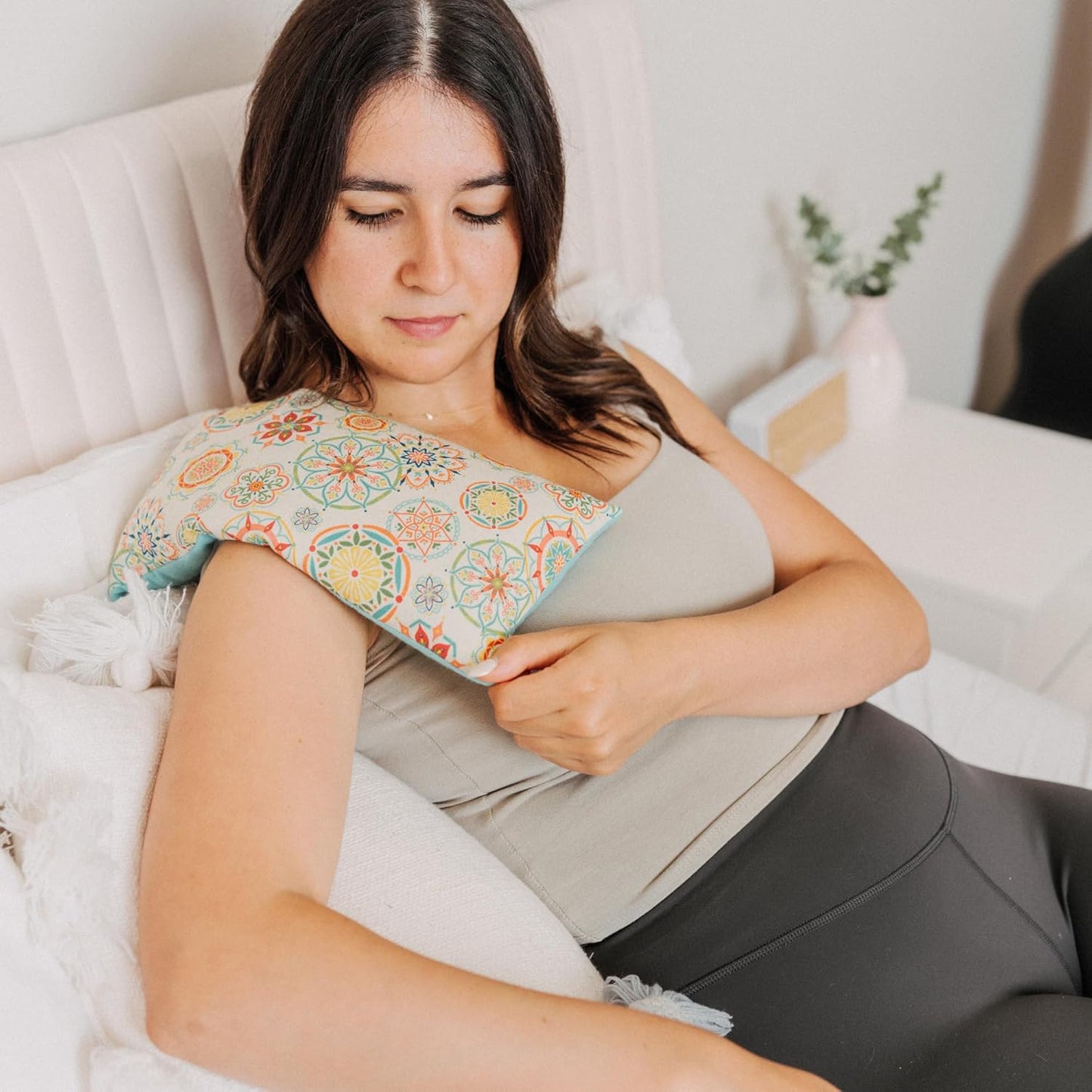 Microwave Heating Pad Filled With Flax Seed and Choice of Dried Herbs, Herbal Cold Pack, Good Size for Back Pain and Cramps, Hot and Cold Therapy, 6" x 12" (Yellow Hedgehog, Peppermint & Chamomile)