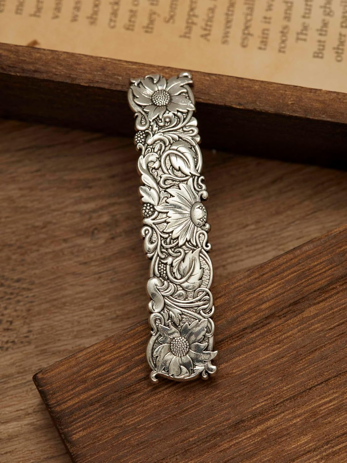 HAQUIL Vintage Flower Rectangular Hairclip, Hair Clip Vintage Viking Celtic Knot Protection Hair Clip, Barrettes Gift for Women Viking Hair Accessories