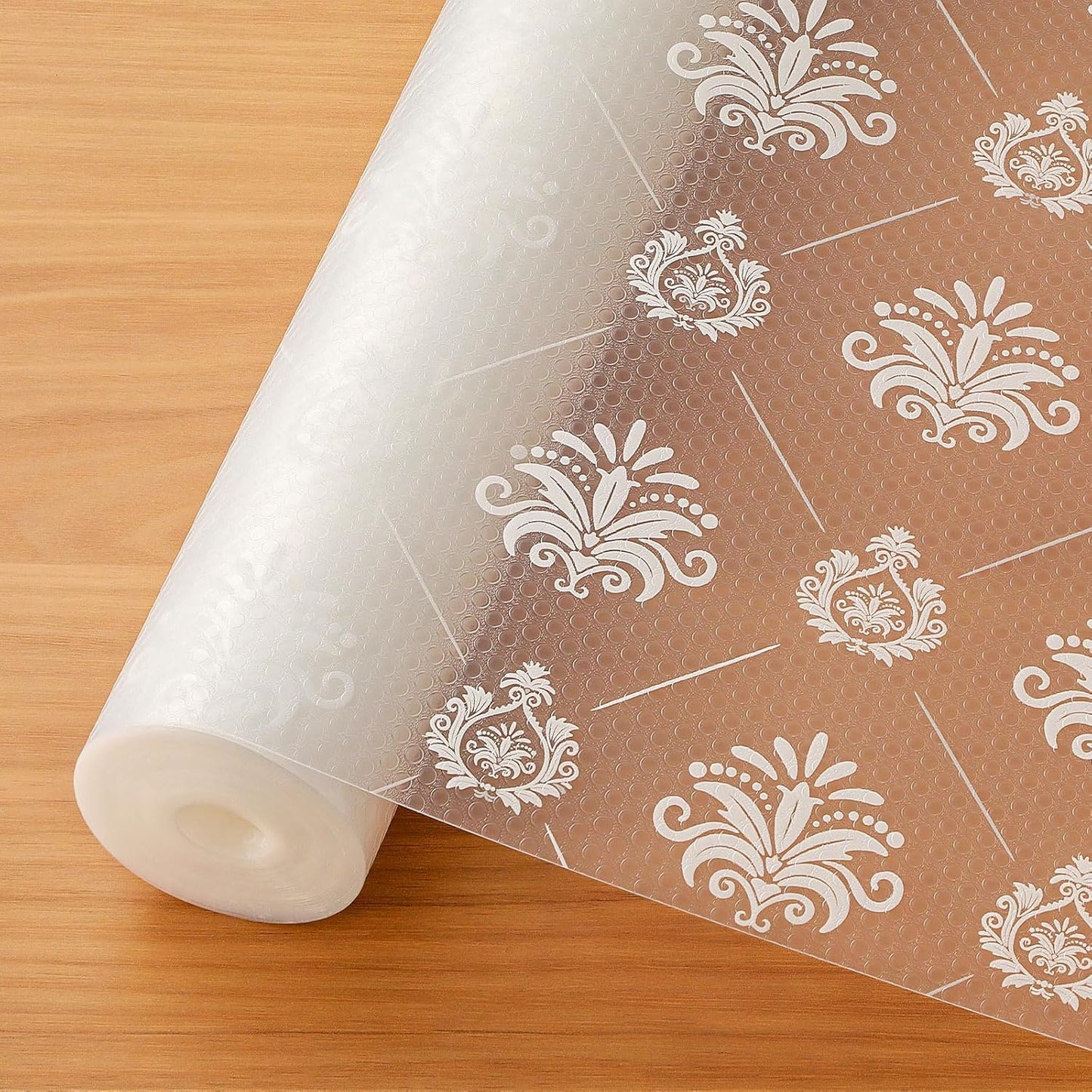 Cooyes Shelf and Drawer Liners for Kitchen Cabinets, Non-Adhesive Cabinet Liners, EVA Waterproof Durable Shelf Paper for Refrigerator, Shelves, Cupboard with European Pattern, Easy to Cut