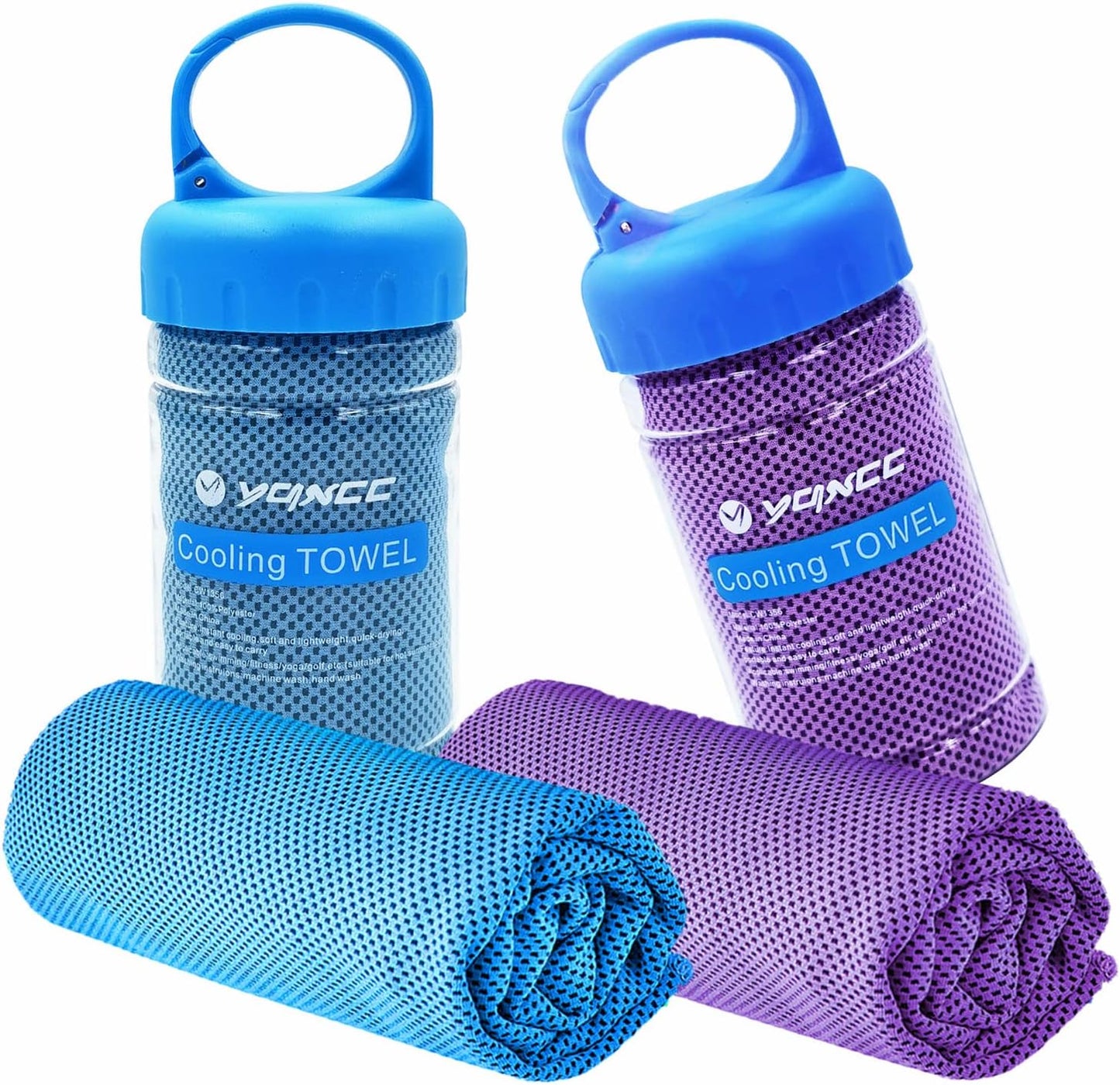 YQXCC Cooling Towel | 2 Pack 47"x12" | Ice Cool for Neck | Soft Breathable Microfiber Chilly | for Yoga, Golf, Gym, Camping, Running, Workout & More Activities