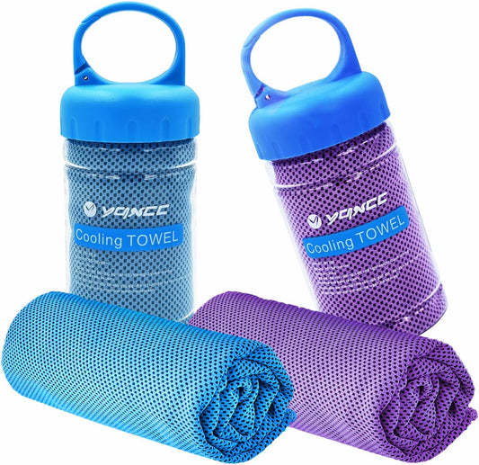 YQXCC Cooling Towel | 2 Pack 47"x12" | Ice Cool for Neck | Soft Breathable Microfiber Chilly | for Yoga, Golf, Gym, Camping, Running, Workout & More Activities