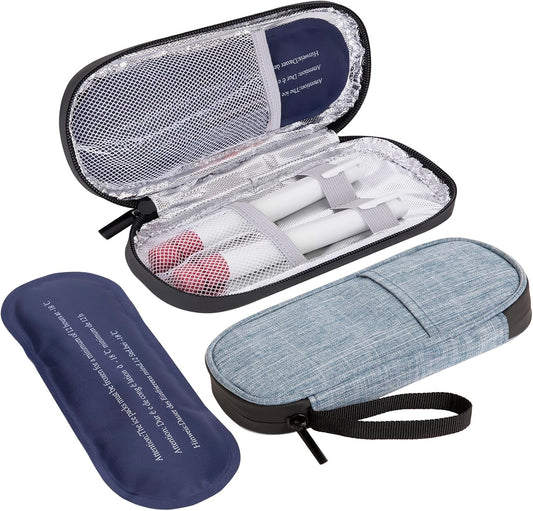 Insulin Cooler Travel Case with 2 x 90g TSA Approved Ice Packs – Insulated Diabetic Medication Bag for Insulin Pens & Supplies – Compact & Waterproof for Daily Use & Travel