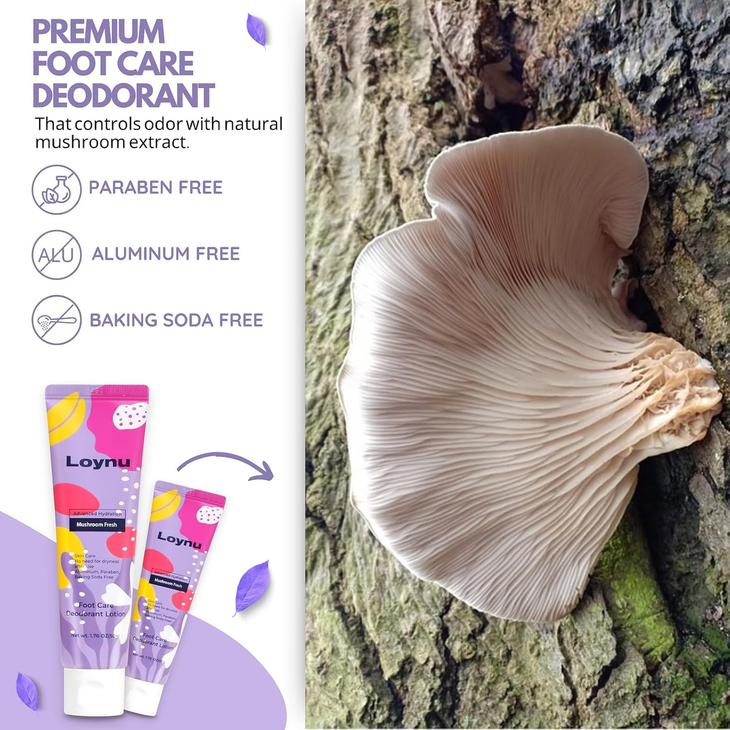 Foot Deodorant Cream for Long-Lasting Odor Control (Neutralizes Odor at the Source) (Hydrates Dry, Cracked Feet) with Natural Mushroom Extract,