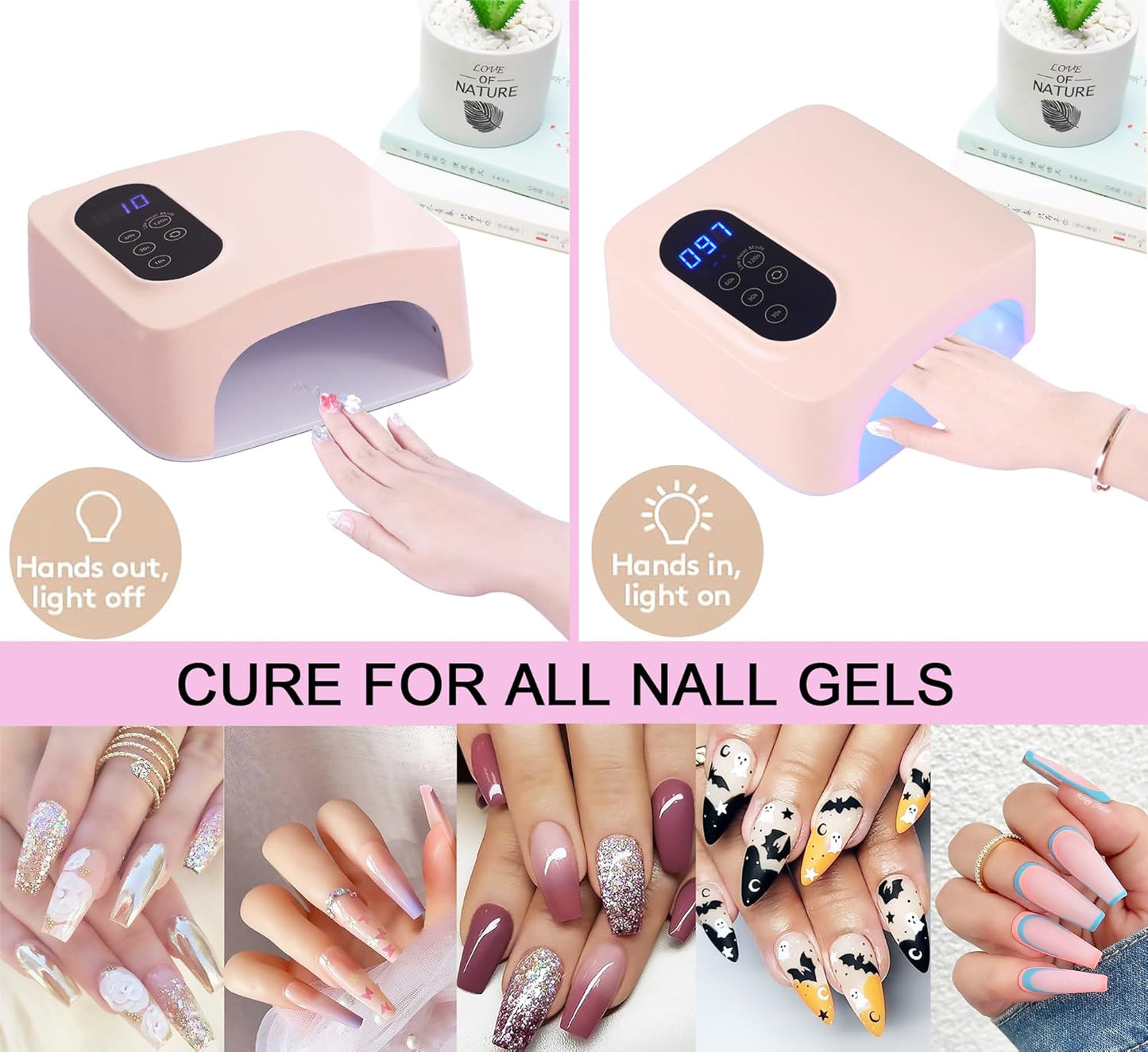 ๐๐ฉ๐ ๐ซ๐๐๐๐ 72W Cordless Led Nail Lamp, Rechargeable Nail Dryer, Portable Gel UV Led Nail Light with Metallic Reflector Base, Professional Gel Curing Lamp with 4 Timer Setting for Home and Salon