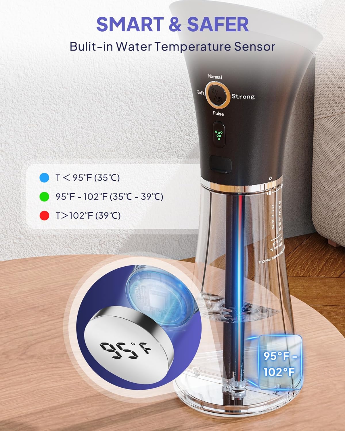 Upgraded Ear Wax Removal with One-Piece Waste Tank, Safe Cleaner with Water Temperature Sensor, Effective Ear Irrigation Kit & USB-A to C Cable, IPX7, Black