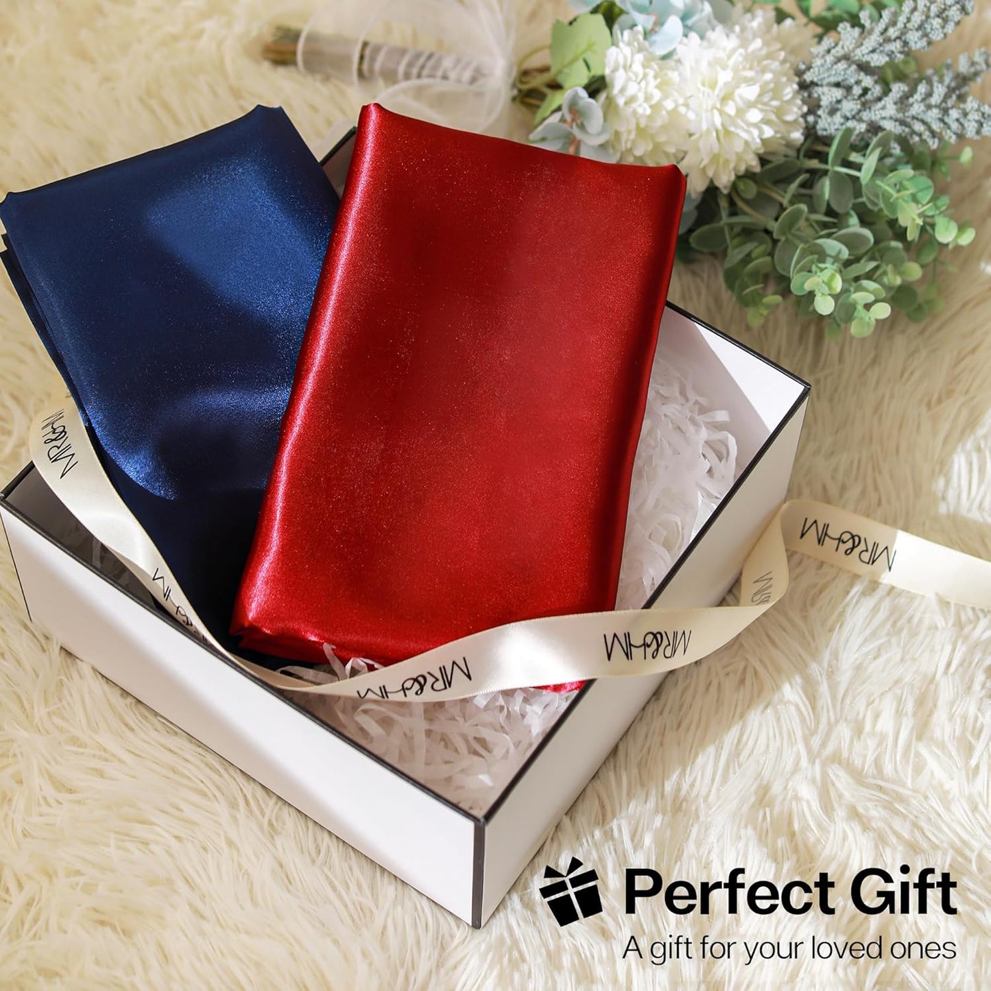 MR&HM Satin Pillowcase for Hair and Skin, Silk Satin Pillowcase 2 Pack, Standard Size Pillow Cases Set of 2, Silky Pillow Cover with Envelope Closure (20x26, Black Striped)