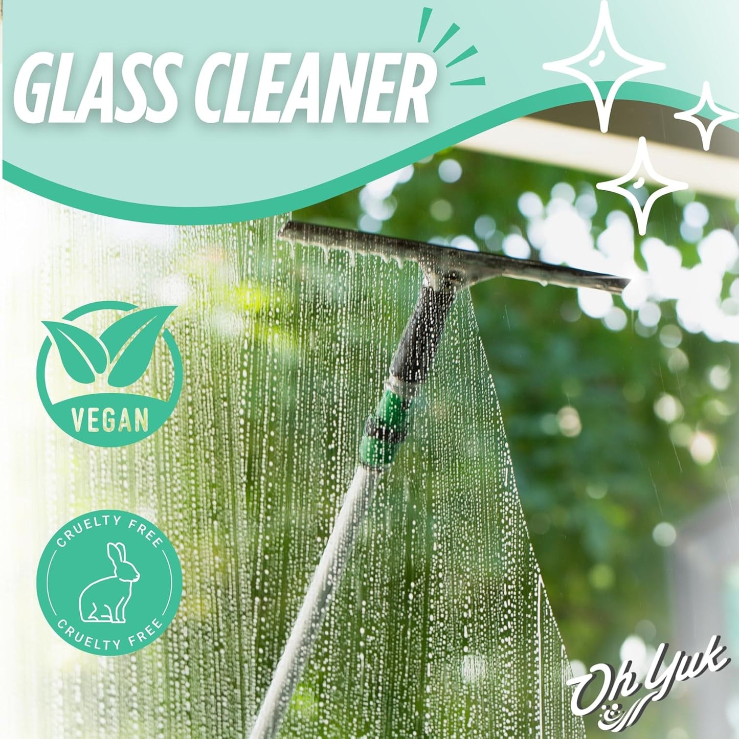 Oh Yuk Glass Cleaner Concentrate - Makes 4 Spray Bottles | Streak-Free Shine for Windows, Mirrors, and Shower Glass | Vegan, Biodegradable – 16 oz Refill