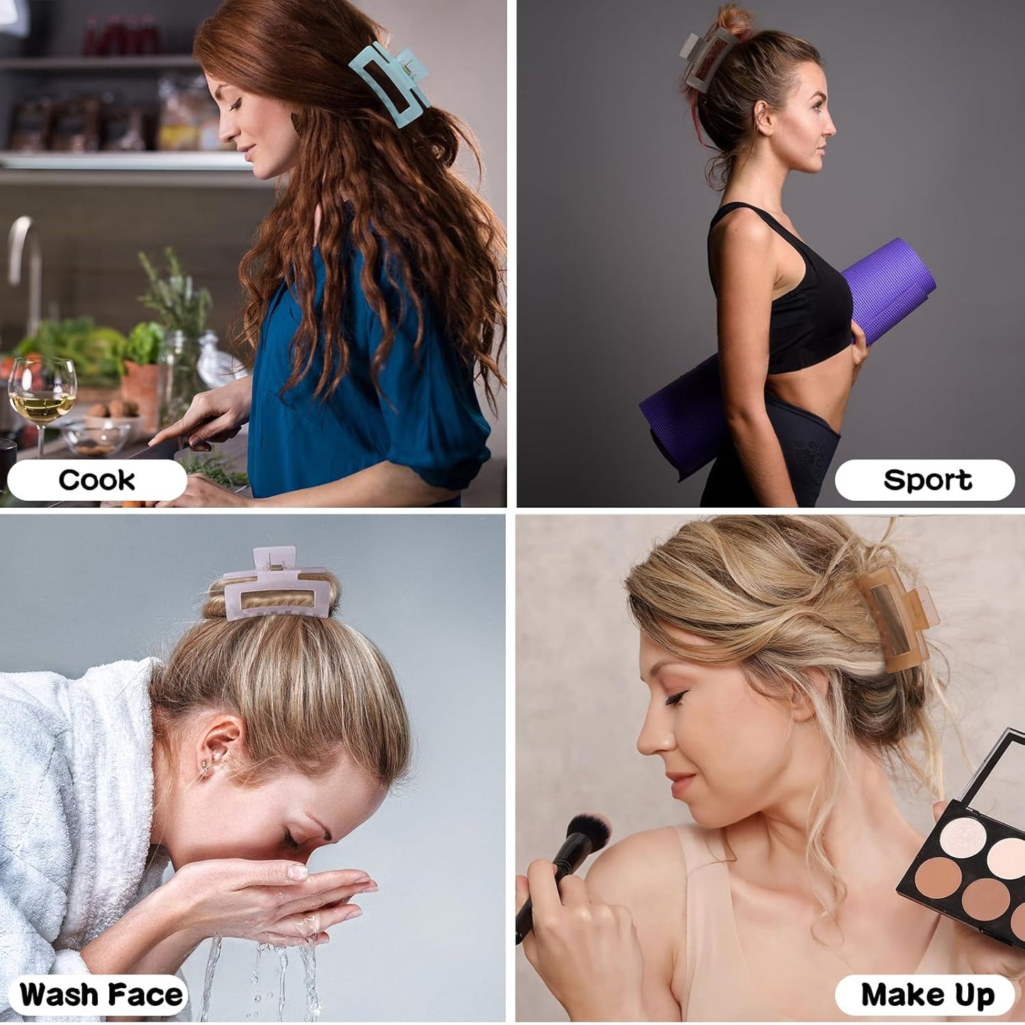 12 Pack Medium Square Claw Hair Clips, 3.5 x 2 x 1.1 inch, Shiny, 12 Colors, Hair Accessories for Women and Girls, Rectangular Rectangle Jaw Clips for Thick and Thin Hair Securing, 12 Pieces