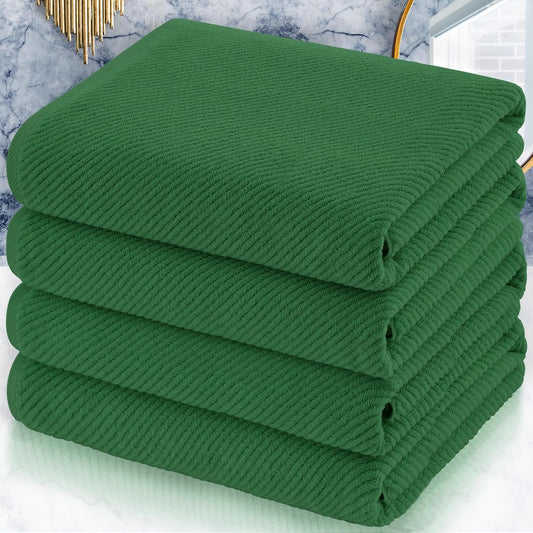 VOOVA & MOVAS Hunter Green Bath Towels, Bath Towels Set of 4, Large 30" x 56" - 100% Cotton | Quick Dry | Thick | Soft | Absorbent, Light Weight Shower Towels, Luxury Towel Gift Set