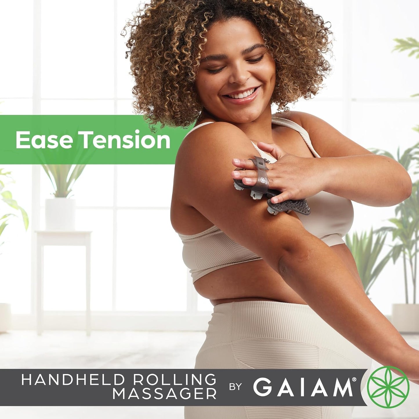 Gaiam Restore Hand-Held Rolling Massager, Palm-Shaped Roller Glove with Seven 360-degree Stainless Steel Roller Balls, Arms, Chest, Thigh, Back & Neck Massager to Reduce Sore Muscles