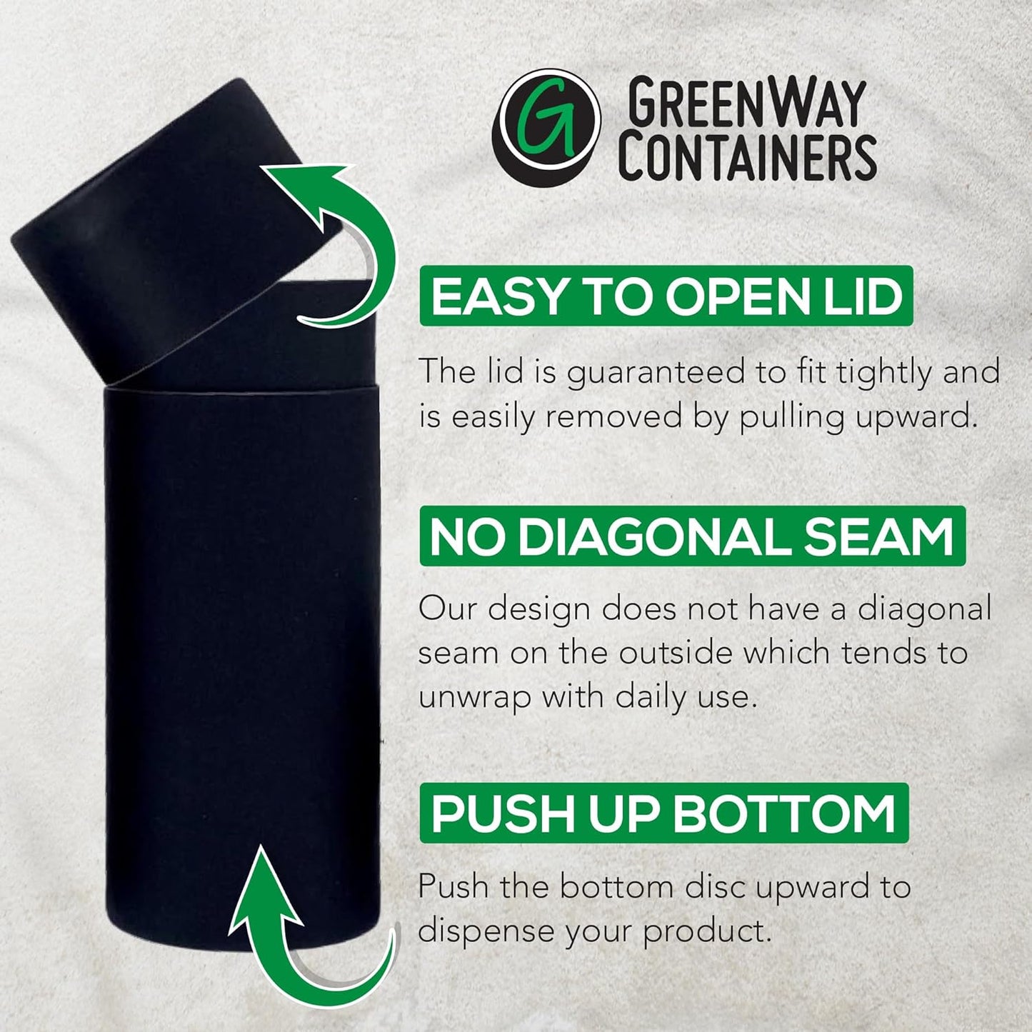 GreenWay 2.5oz / 70g Kraft Paperboard Deodorant Tubes With Lids - 12 Pack Solid Perfume Refillable DIY Cosmetic Containers - Lotion Empty Holder Tubes Kraft - White