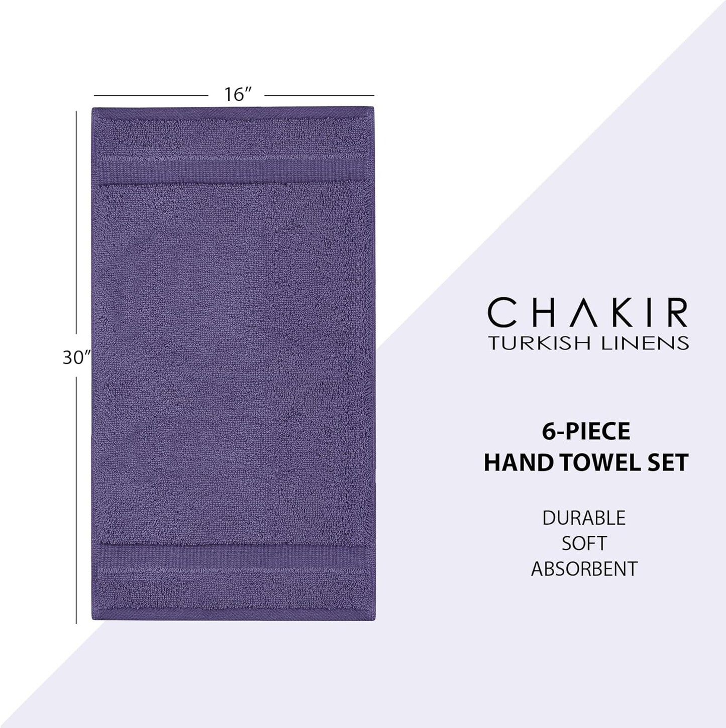 Chakir Turkish Linens | Hotel & Spa Quality 100% Cotton Premium Turkish Towels | Soft & Absorbent (6-Piece Hand Towels, Plum)