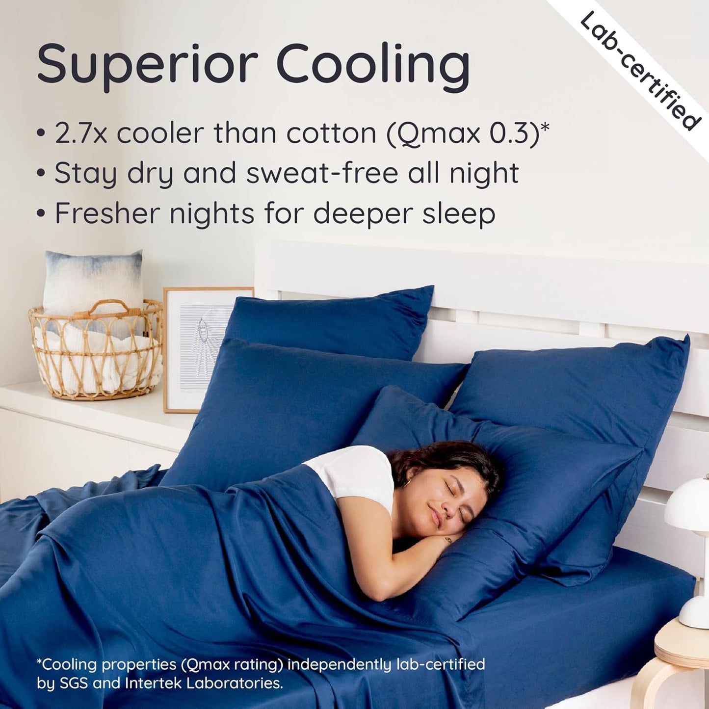 Bambaw 100% Viscose Derived from Bamboo Pillowcase Standard Size – Set of 2 Cooling Pillow Cases with Envelope Closure, Navy Blue Pillow Case, Breathable & Soft Pillow Cases Standard Size (Navy Blue)