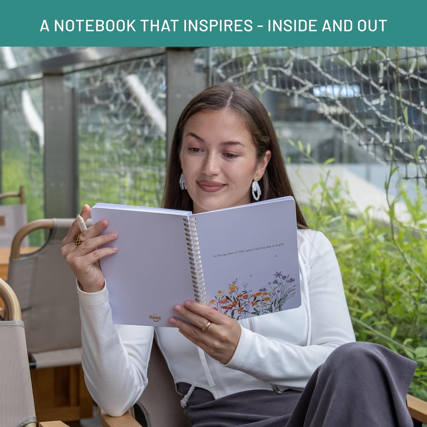 Happy Hoos® Aesthetic Spiral Notebook - 6.25" x 8.25" College Ruled Journal Notebook - Hard Cover Writing Journal for Work, School, Travel, More - Floral Notebook 8 Seasonal Designs (Spring Meadow)