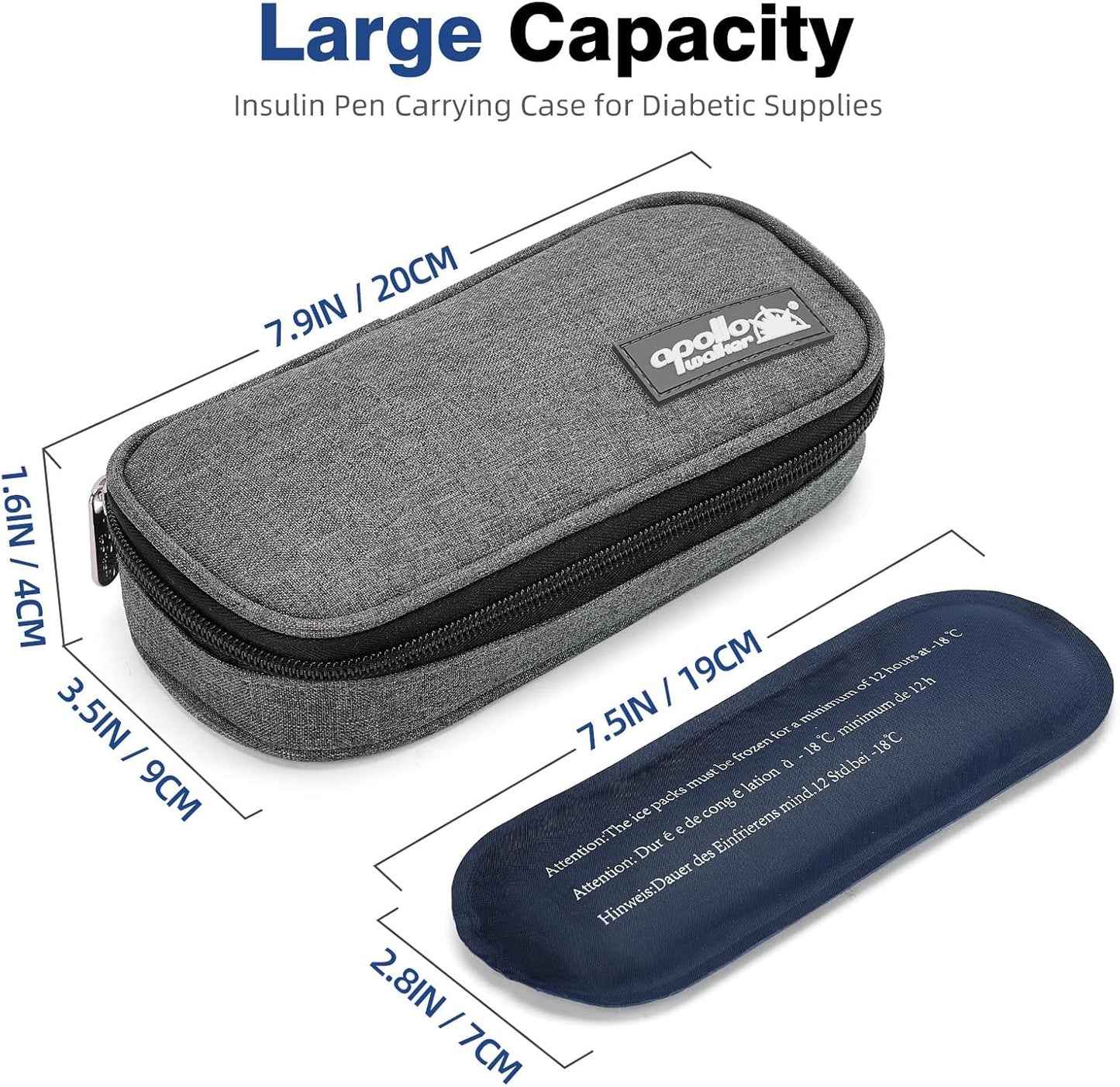 apollo walker Insulin Cooler Travel Case Diabetic Medication Cooler with Ice Packs and Insulation Liner insulin cooler travel case tsa approved