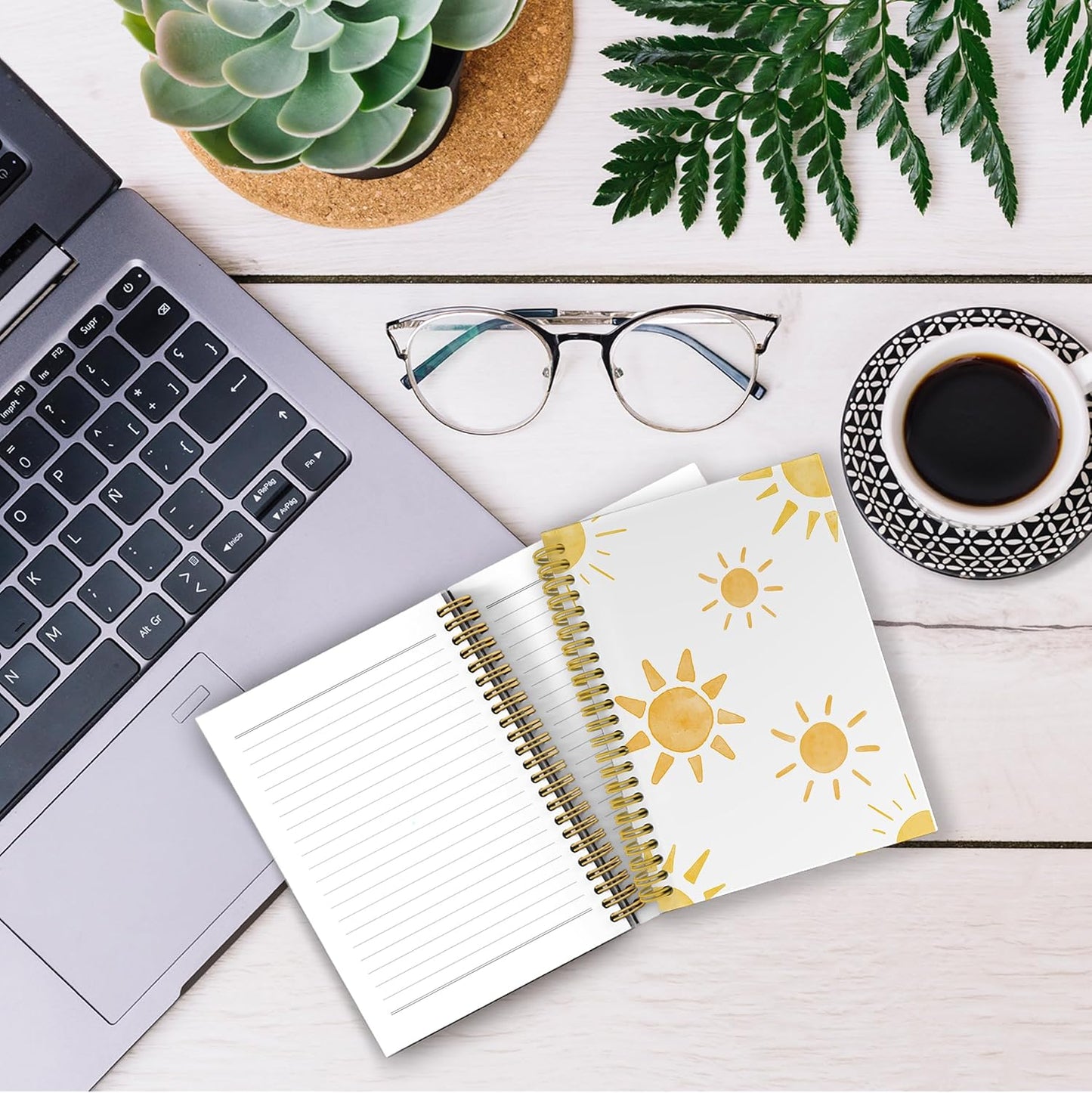 Boho Yellow Sun Sunshine Notebook Journal, Sunshine Gifts for Women, Cute Notebooks for Office, Notebooks for Work Note Taking, Spiral Notebook 5.5x8.3 with 164 Pages