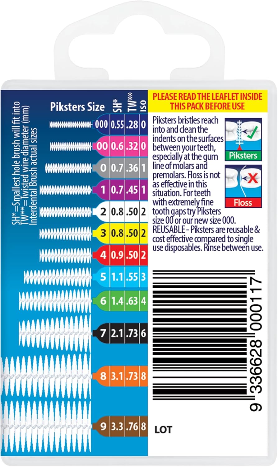Piksters Interdental Brushes, 40 pk, Size 1, Interdental Tooth Brush for Tight Gaps, Gum Soft Bristles for Plaque Removal, Safe for Braces