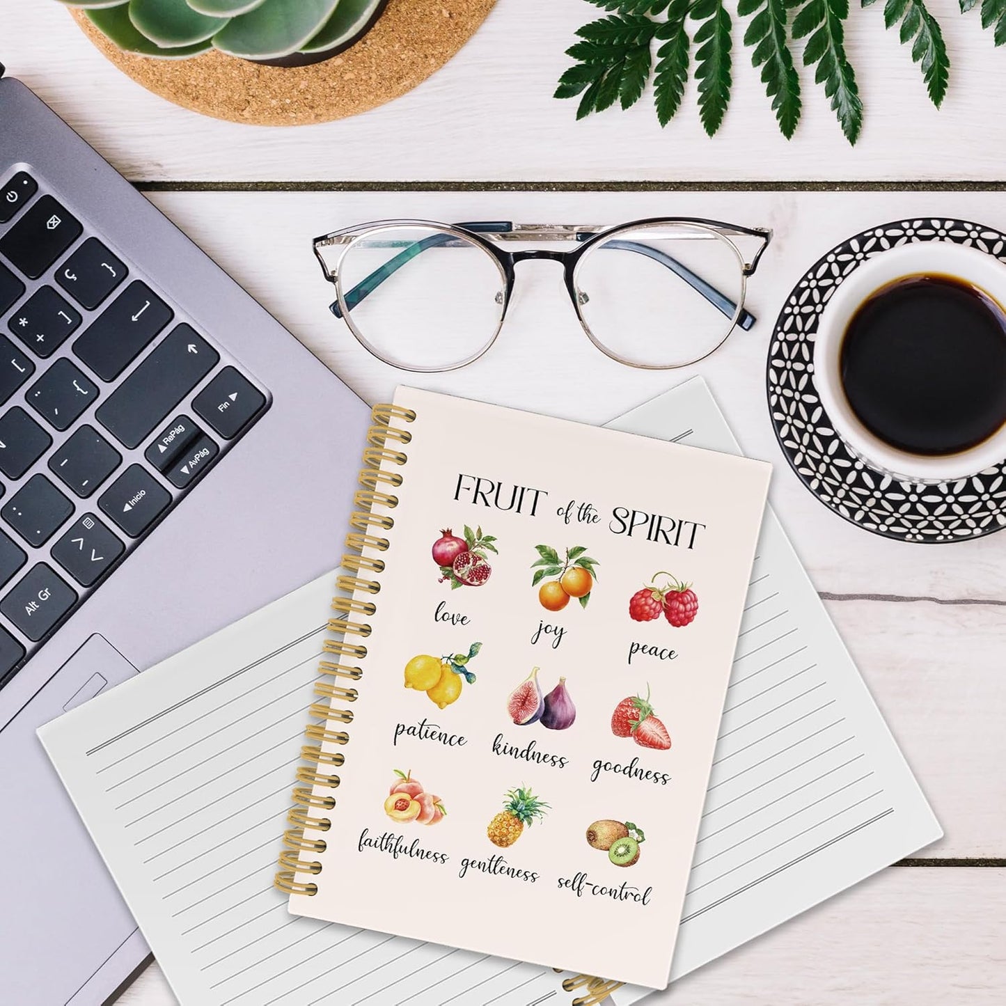 XPH Fruit of The Spirit Christian Spiral Notebook, Bible Verse Journaling Notebooks for Note Taking, Religious Hardcover Journal for Writing 160 Pages 5.5 x 8.3 Inch, Christian Gifts for Women men