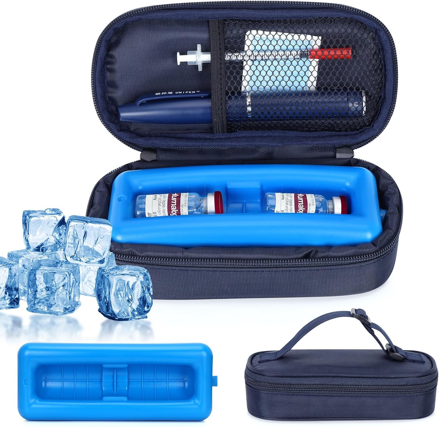 Leng Ke Insulin Cooler Travel Case – Diabetic Travel Case TSA Approved, Medicine Cooler for Travel TSA Approved, Portable Mini Cooler Case with Protective Ice Brick (Blue)