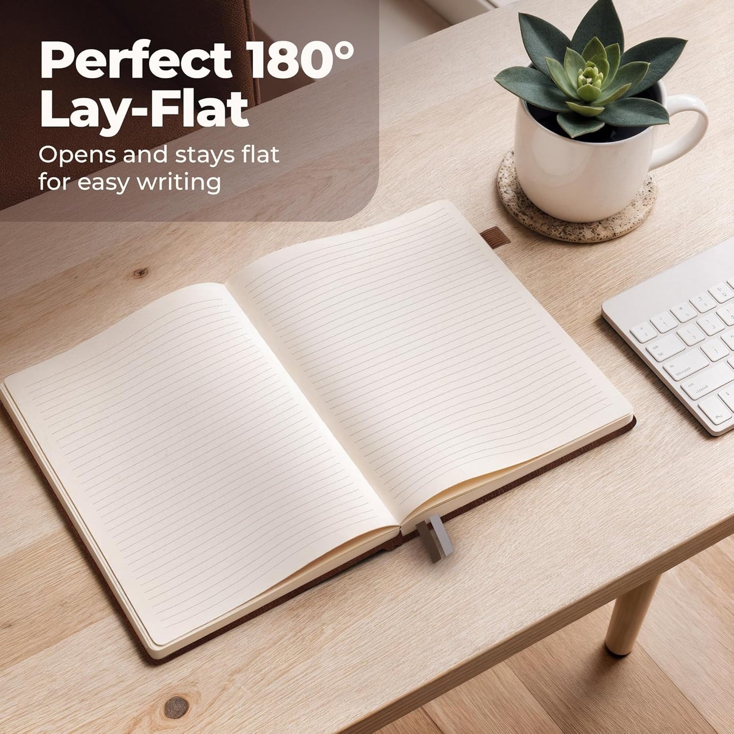 Thick Lined Journal Notebook 8.5x11" with Big A4 Hardcover Leather - Brown - 300 Pages College Ruled Large with Sticky Tabs, Pockets, and Pen Loop for Writing and Journaling - Hardback Men and Women