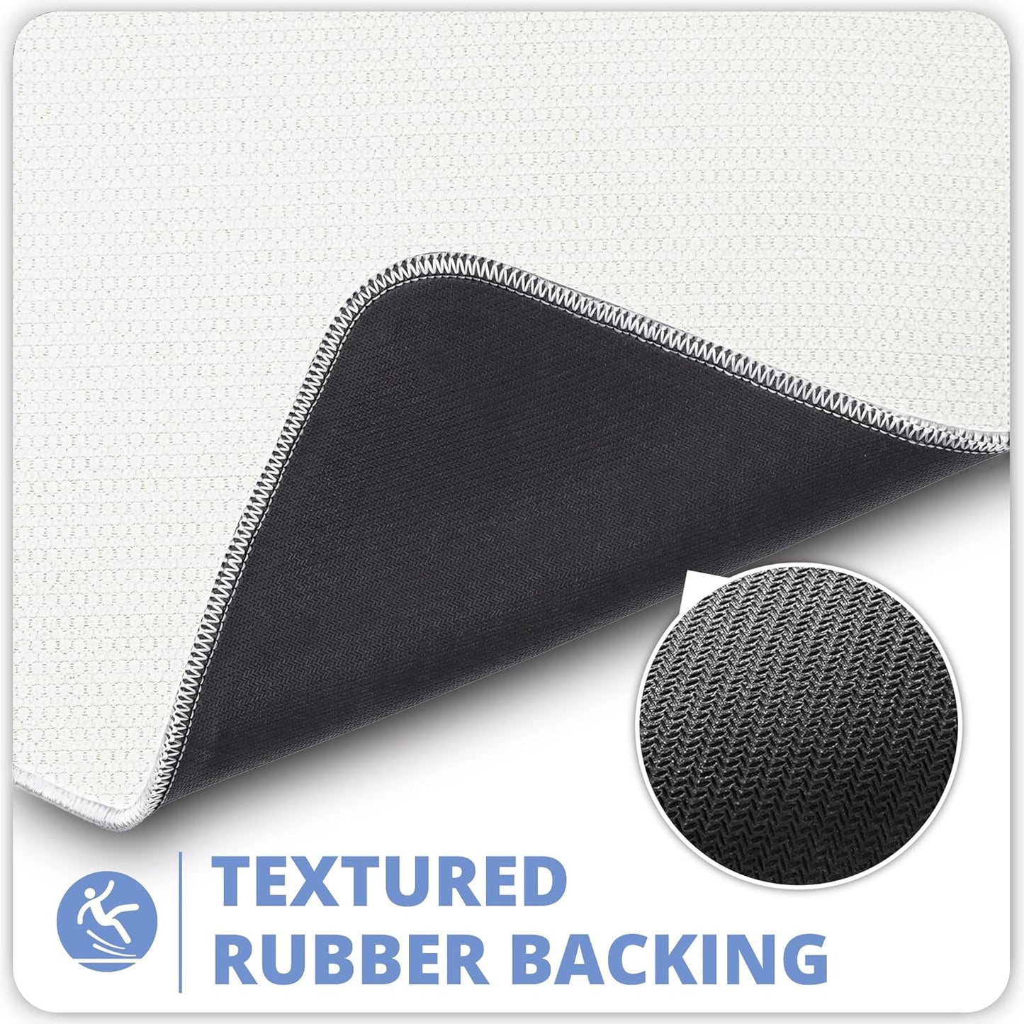 Bath Mat,Ultra Thin Bathroom Runner Rugs,Large Bath Mats for Bathroom,Quick Dry,Non-Slip,Machine Washable,Low Pile,Bath Rug,Shower Outside,Sink,Home Decor Accessories.White,1'9"x3'11"(21x47inch)