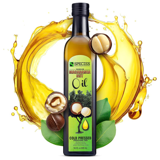 Species Nutrition Macadamia Nut Oil, Healthy Cooking Oil for Stir Fry, Sweet, Buttery, Great Tasting, Omega 9 Monounsaturated Fats, Balanced Omega 3 & 6 Fats. (32 Servings)