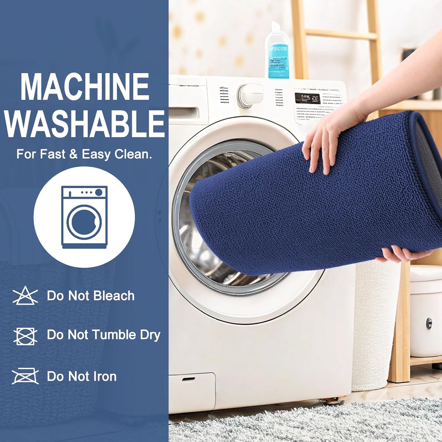 OLANLY Thick Memory Foam Bath Mat Rug 36x24, Extra Soft Absorbent Bathroom Rug, Quick Dry Bath Mats, Non-Slip, Machine Washable Carpet, Tub and Shower, Home Decor Accessories, Twilight Sapphire