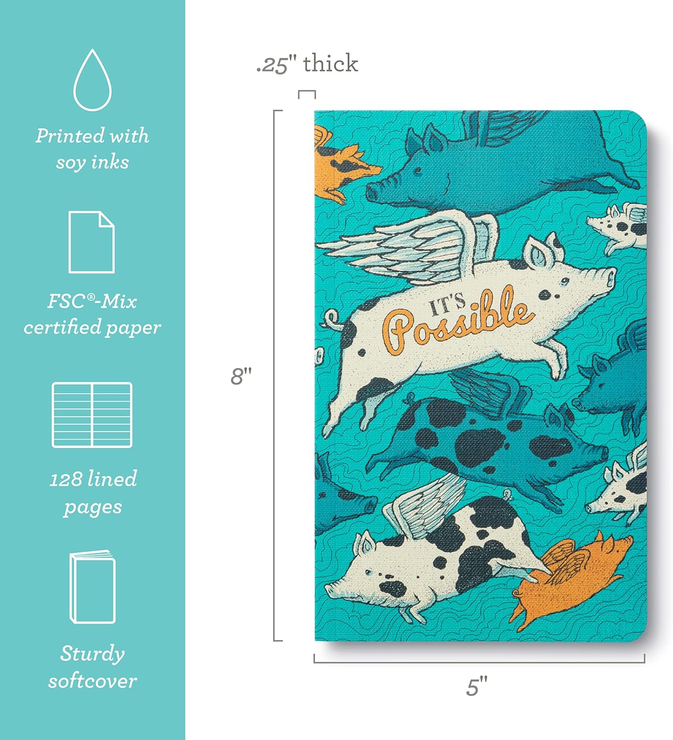 Compendium Softcover Journal - It’s Possible – A Write Now Journal with 128 Lined Pages, 5″W x 8″H