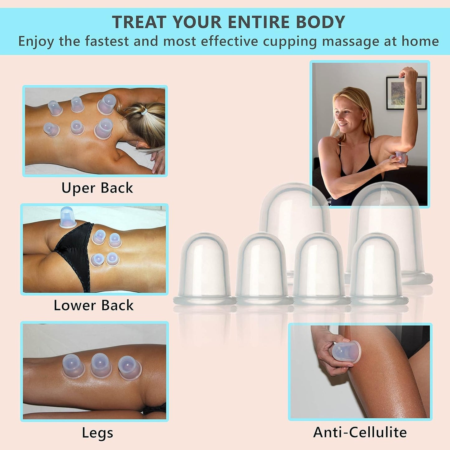 Silicone Cupping Therapy Set - by DoSensePro - Silicone Cupping Set Massage Therapy Cups for Arthritis, Pain Relief, Anti Aging, and Anti-Cellulite - Cupping Kit for Massage Therapy Cups