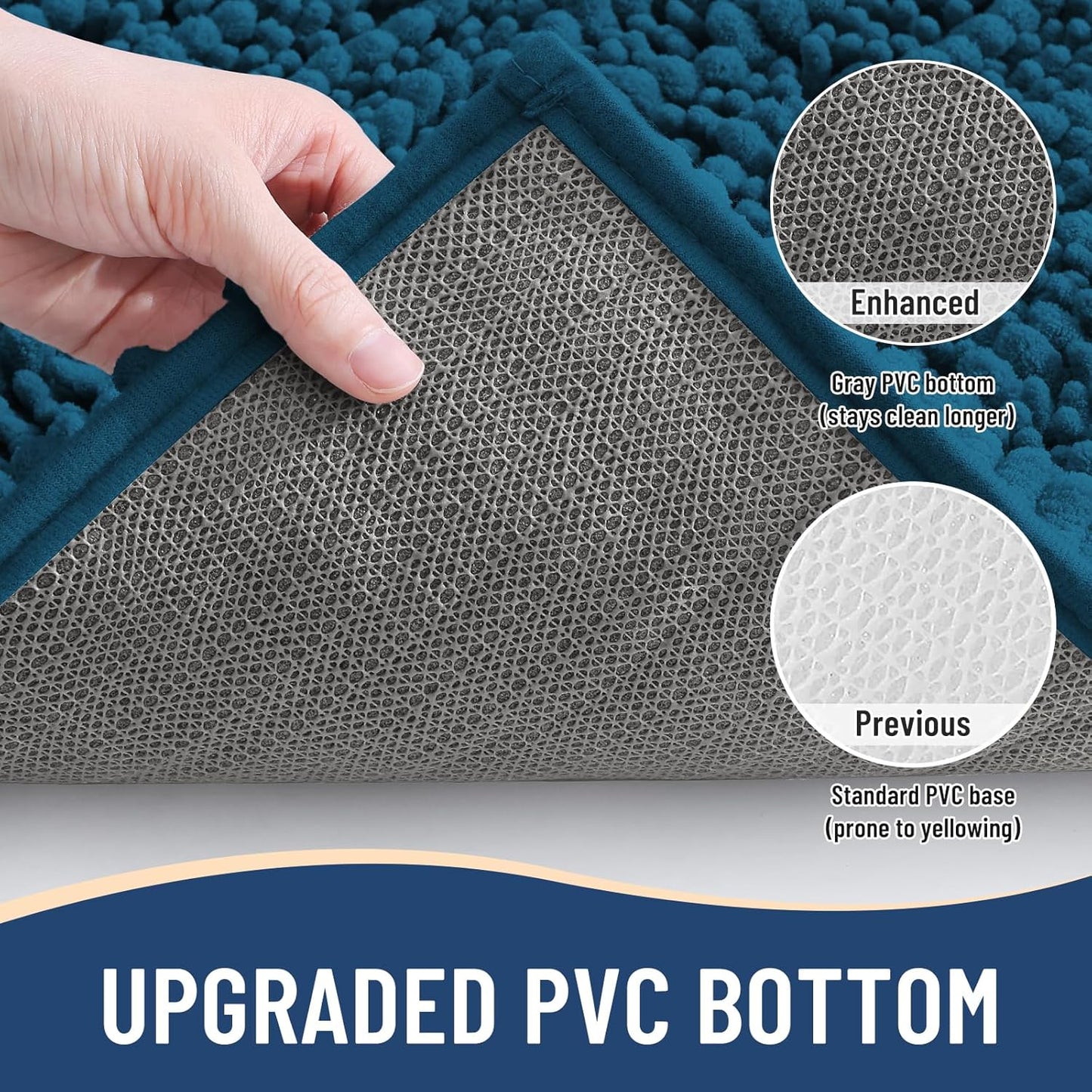 Arotive Luxury Chenille Bathroom Rug Mat, Extra Soft Thick Absorbent Shaggy Bath Rugs, Non-Slip Machine Wash Dry, Plush Bath Mats for Bathroom, Shower and Tub, 50x30, Peacock Blue