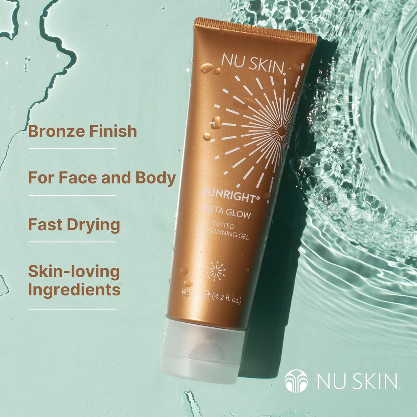 Nu Skin Sunright Insta Glow Self Tanner Gel | 4.2 oz | Summer Tan | Face & Body Bronzer | Beauty & Skin Care | Vitamin E & Avocado Oil & Amino Acids