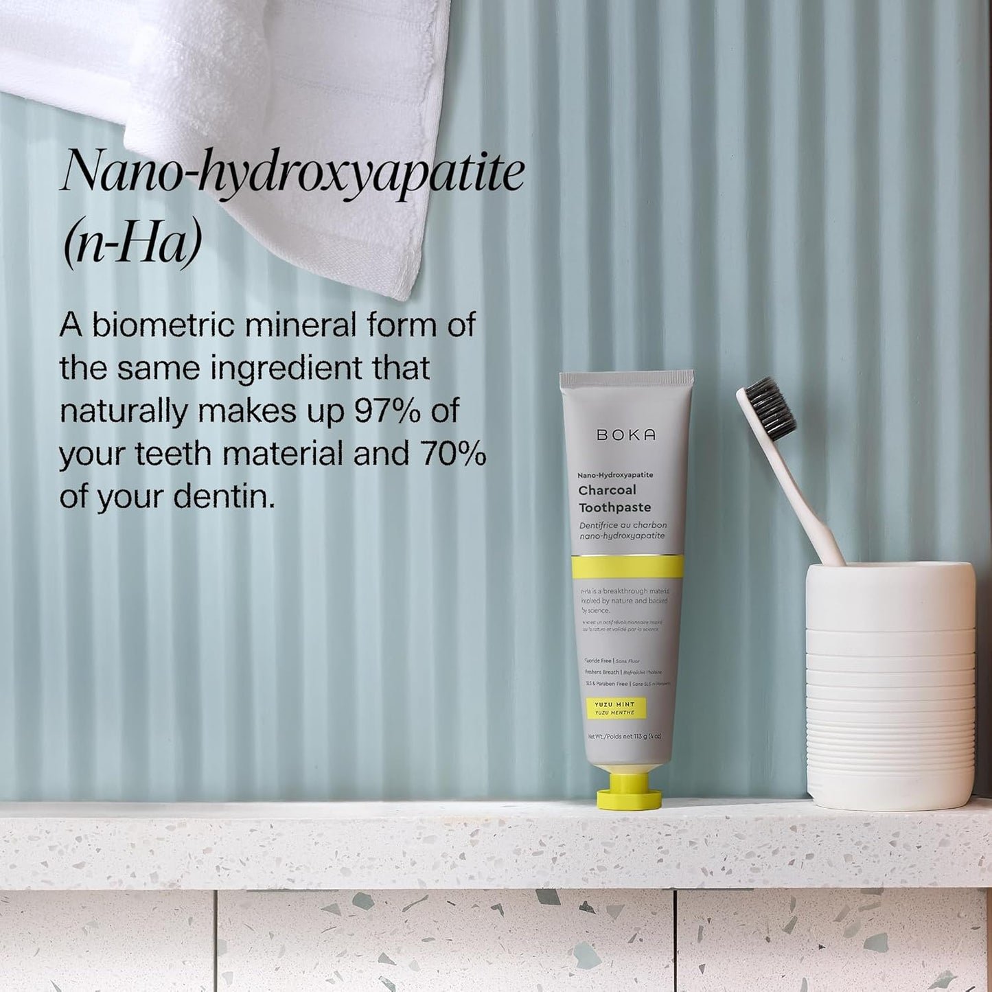 Boka Fluoride Free Toothpaste, Nano Hydroxyapatite Toothpaste, Appropriate for Sensitive Teeth - for Adult, Kids Oral Care - Charcoal Yuzu Mint Flavor, 4 Fl Oz 1Pk US Manufactured