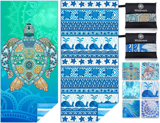 2 Pack Microfiber Lightweight Beach Towel Sand Free Quick Dry Absorbent Thin Compact Towels for Swimming Pool Camping Beach Accessories Large Easy Pack Travel Things for Vacation Essentials Gift