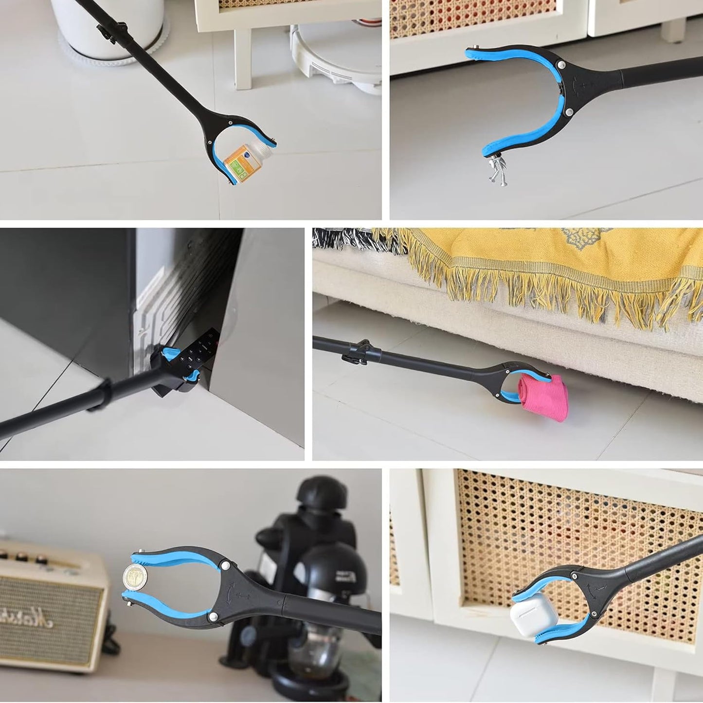 38 Inch & 44 Inch Extra Long Grabber Reacher Tool Set – Extendable Reacher Grabber Pickup Tools for Seniors, Disabled and Hard-to-Reach Areas, Ergonomic Grip & Lightweight Design(Blue)