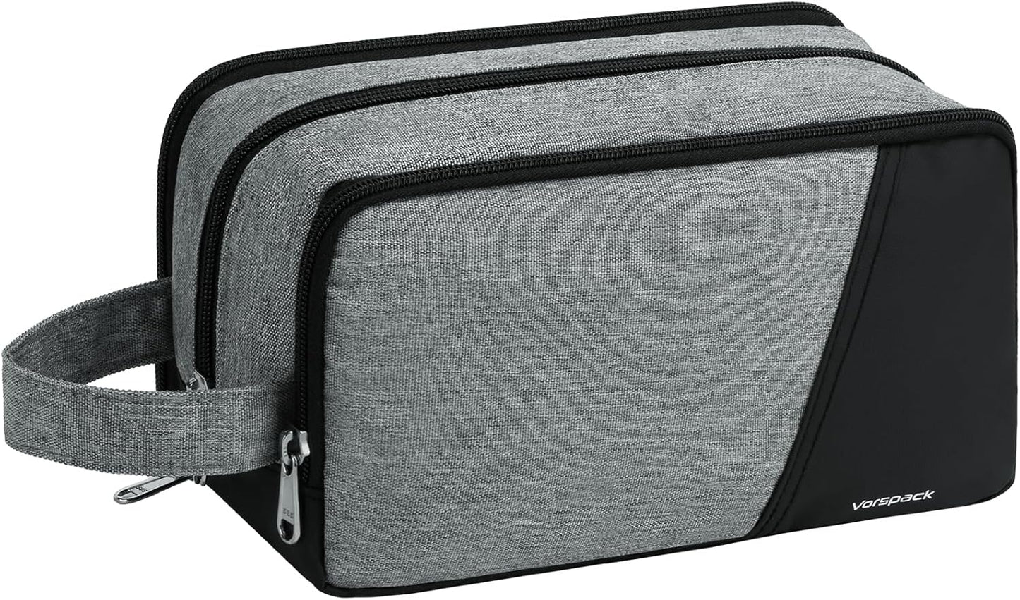 Vorspack Travel Toiletry Bag - Toiletry Bag for Men Water Resistant Skincare Bag for Bathroom Toiletries Accessories Gifts - Grey
