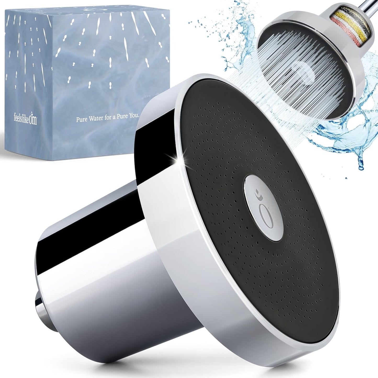 Filtered Shower Head with Water Softener - Shower Filters to Remove Toxic Chemicals & 98% of Chlorine - High Pressure Filter for Hard Water - Tested Shower Filter for Hair and Skin