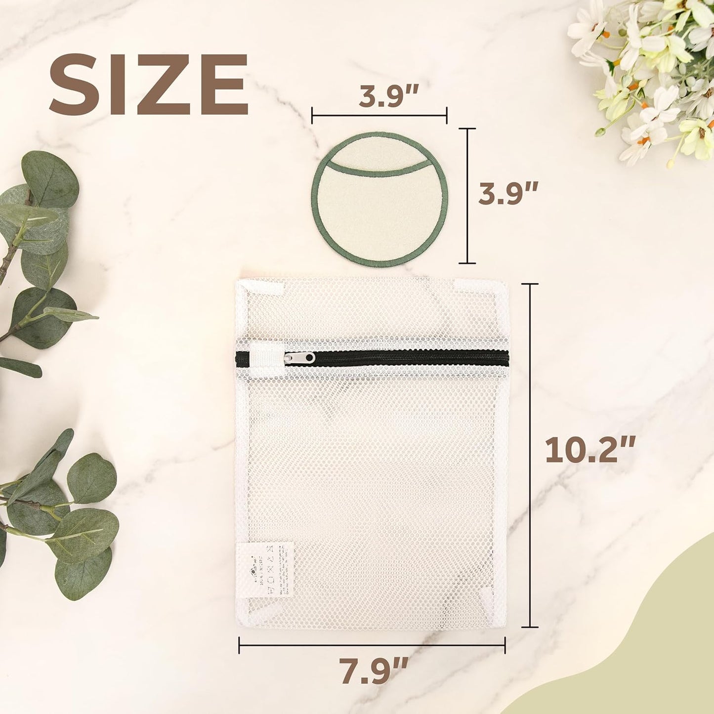 myHomeBody Reusable Makeup Remover Pads, Washable Ultra-Soft Facial Pads, Reusable Facial Cleansing Rounds - 12 Pack with Laundry Bag