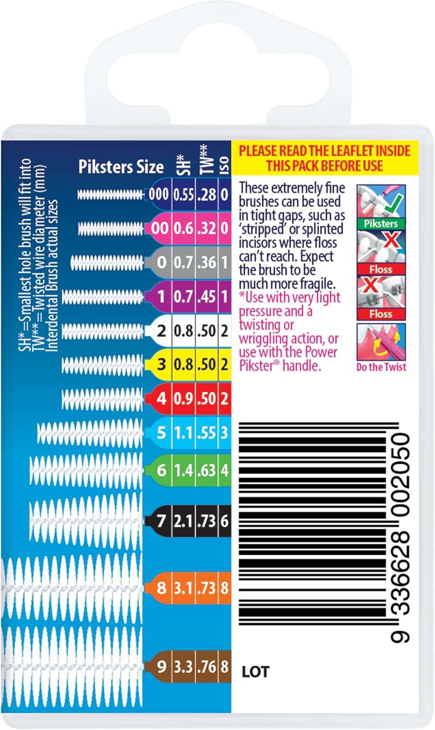 Piksters Interdental Brushes, 40 pk, Size 4, Interdental Tooth Brush for Medium Gaps, Gum Soft Bristles for Plaque Removal, Safe for Braces