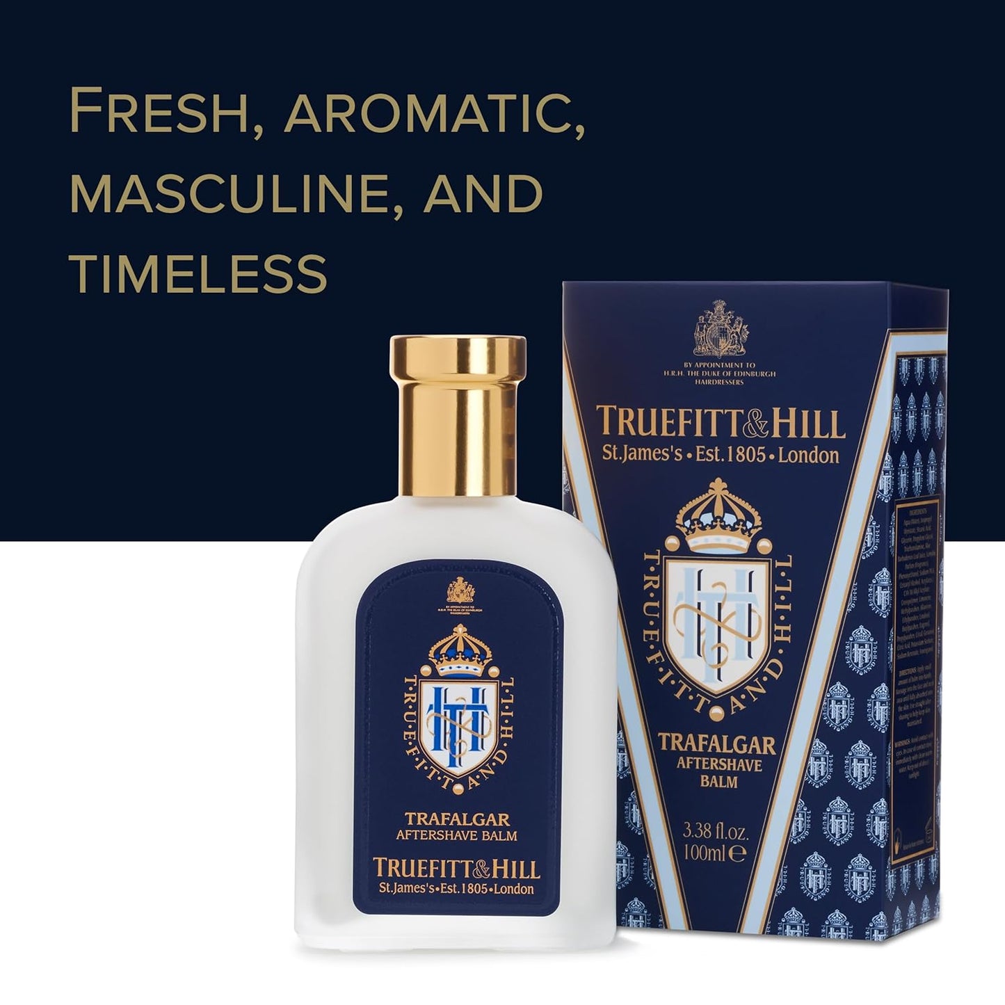Truefitt & Hill Luxury Aftershave Balm - Trafalgar - Premium Soothing Moisturizer with Aloe Vera Extract - Ideal for Sensitive Skin, Razor Burn Relief, and a Silky Smooth Finish - 3.38 oz